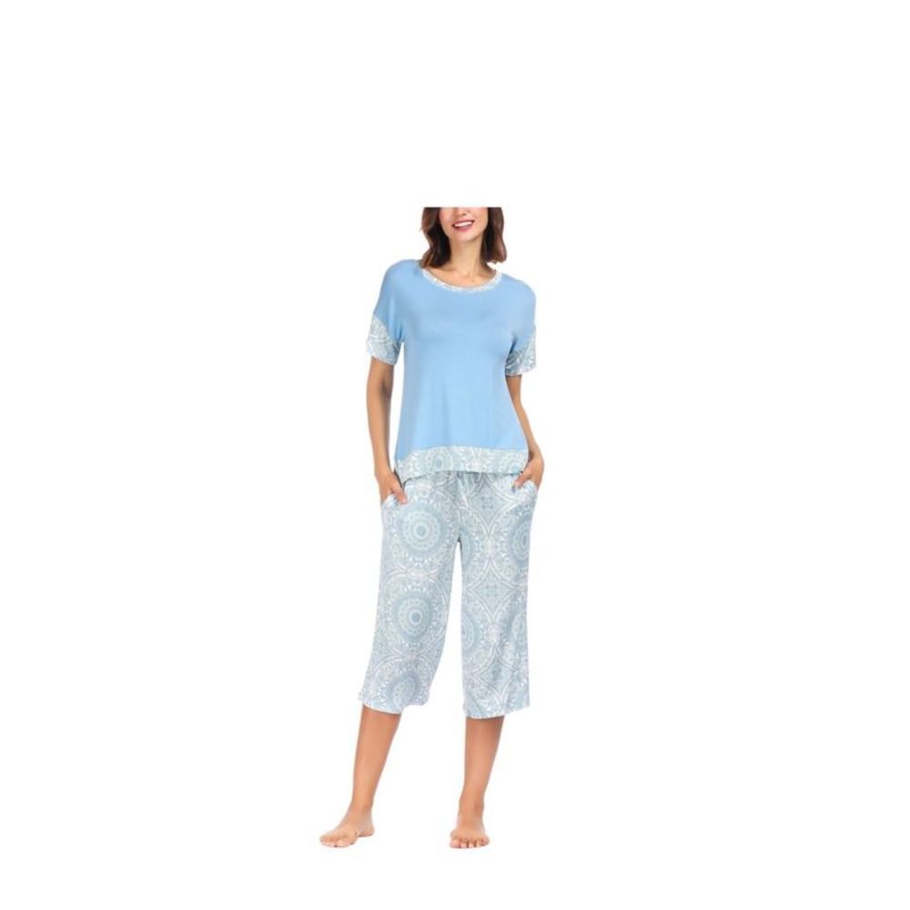 INK + IVY Light Blue Short Sleeve T-Shirt Capri L